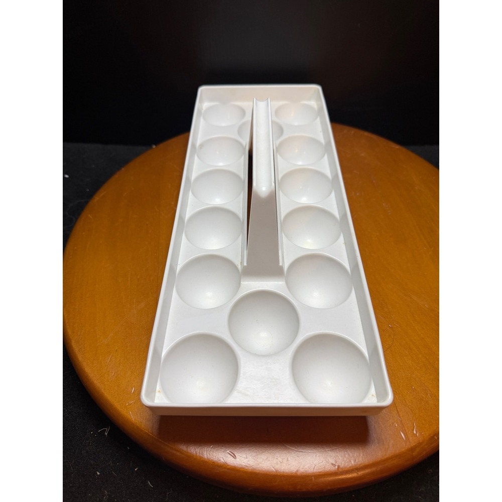 Vintage White Plastic Deviled Egg Tray Server with Handle 16 Slot Rectangular